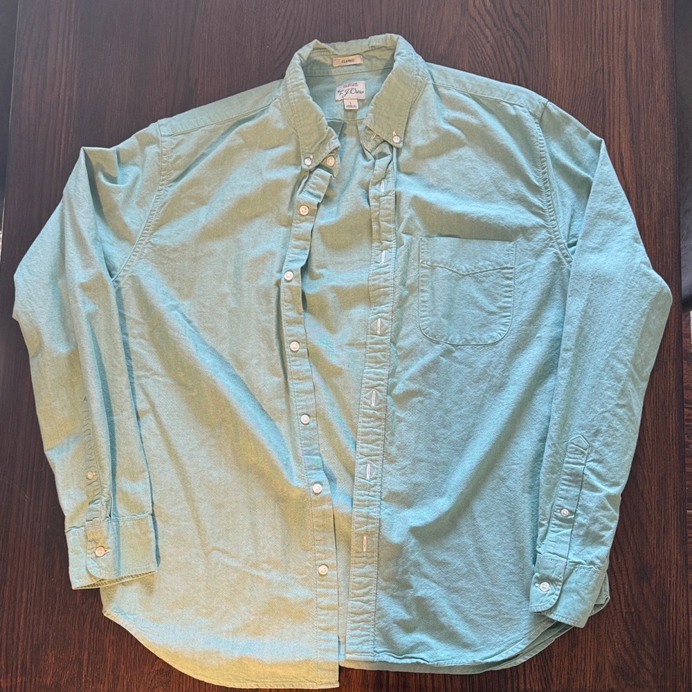 J. Crew Men’s Light Teal Button-Down Shirt All Cotton Oxford